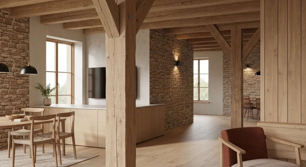 Modern Landelijk Hal - detail van materialen en textuur