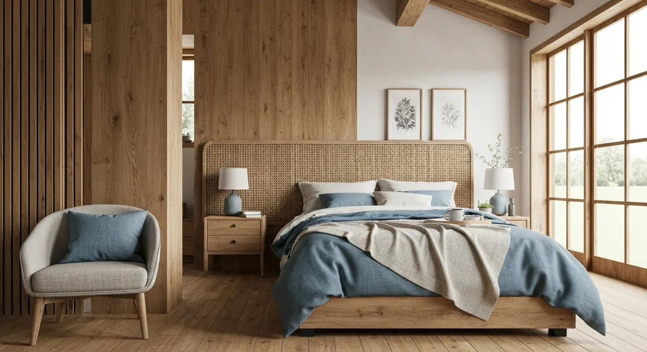 Modern Landelijk Slaapkamer - detail van materialen en textuur