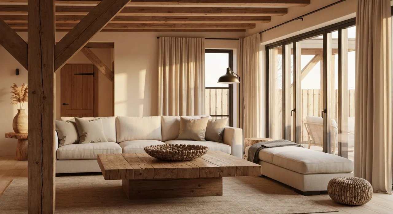 Modern Landelijk Woonkamer - detail van materialen en textuur