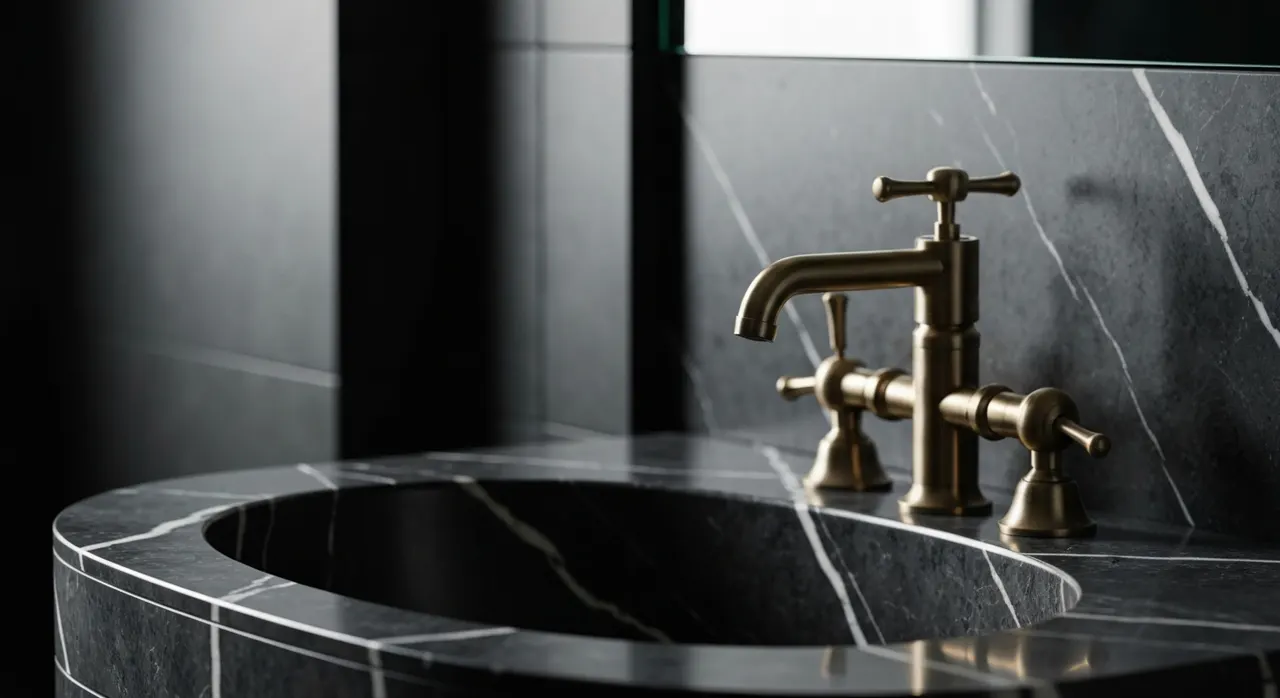 Moody Interieur Badkamer - detail van materialen en textuur
