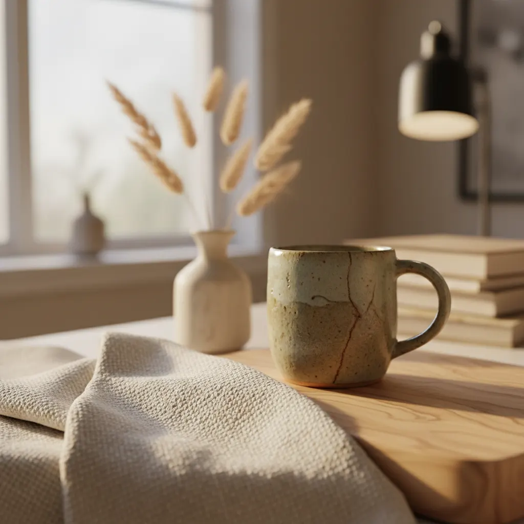 Natural Living Werkkamer - detail van materialen en textuur