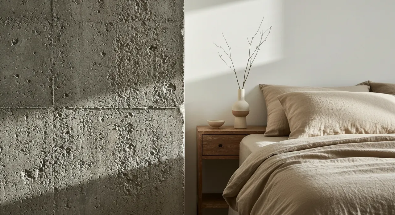 New Raw Slaapkamer - detail van materialen en textuur