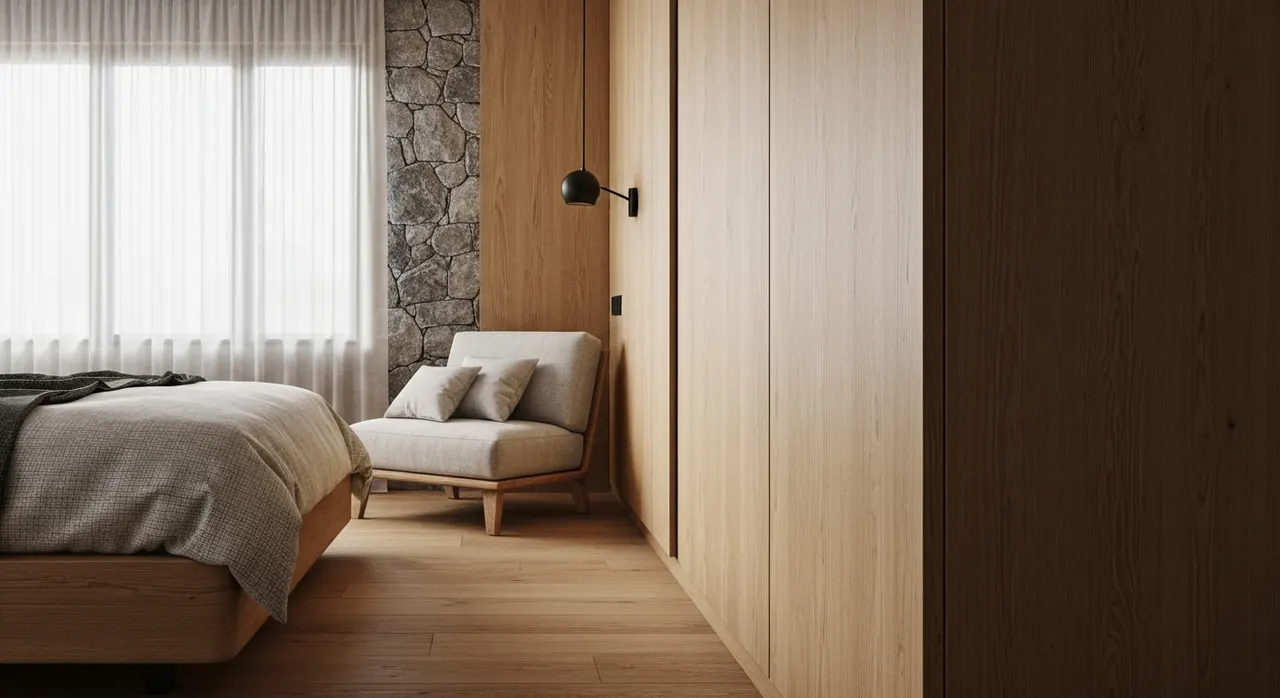 Organic Modern Slaapkamer - detail van materialen en textuur