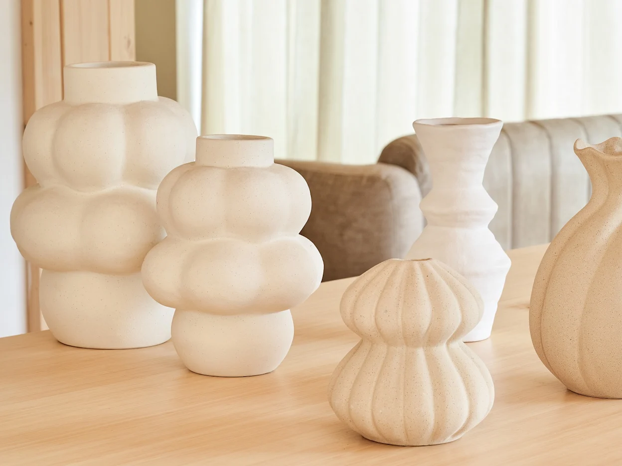 Keramische Vaas 'Organisch Beige'