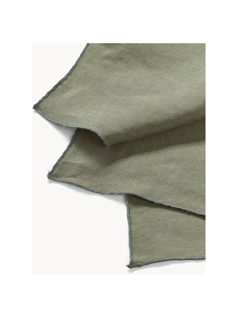 Gewassen Linnen Servetten Set 4 Stuks Saliegroen