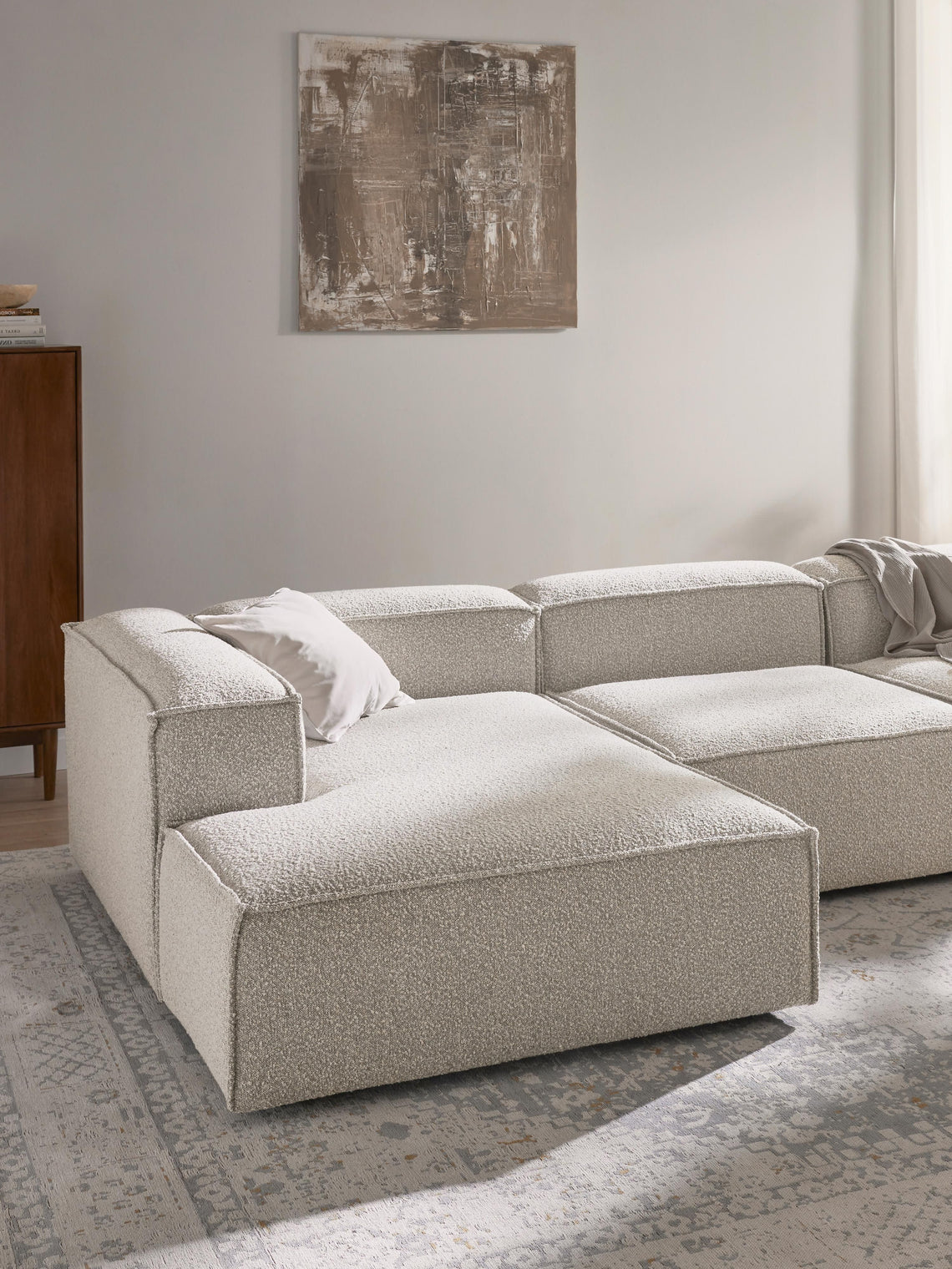 Bouclé Hoekbank 'Luna' in Mokka