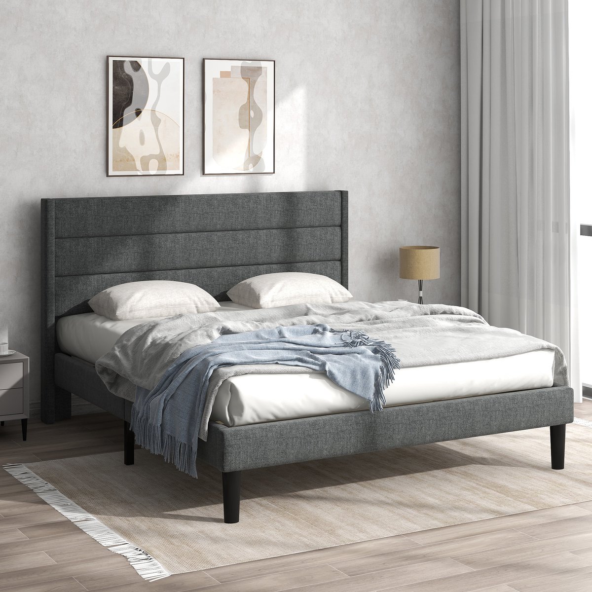 Gestoffeerd bedframe van Zuiver