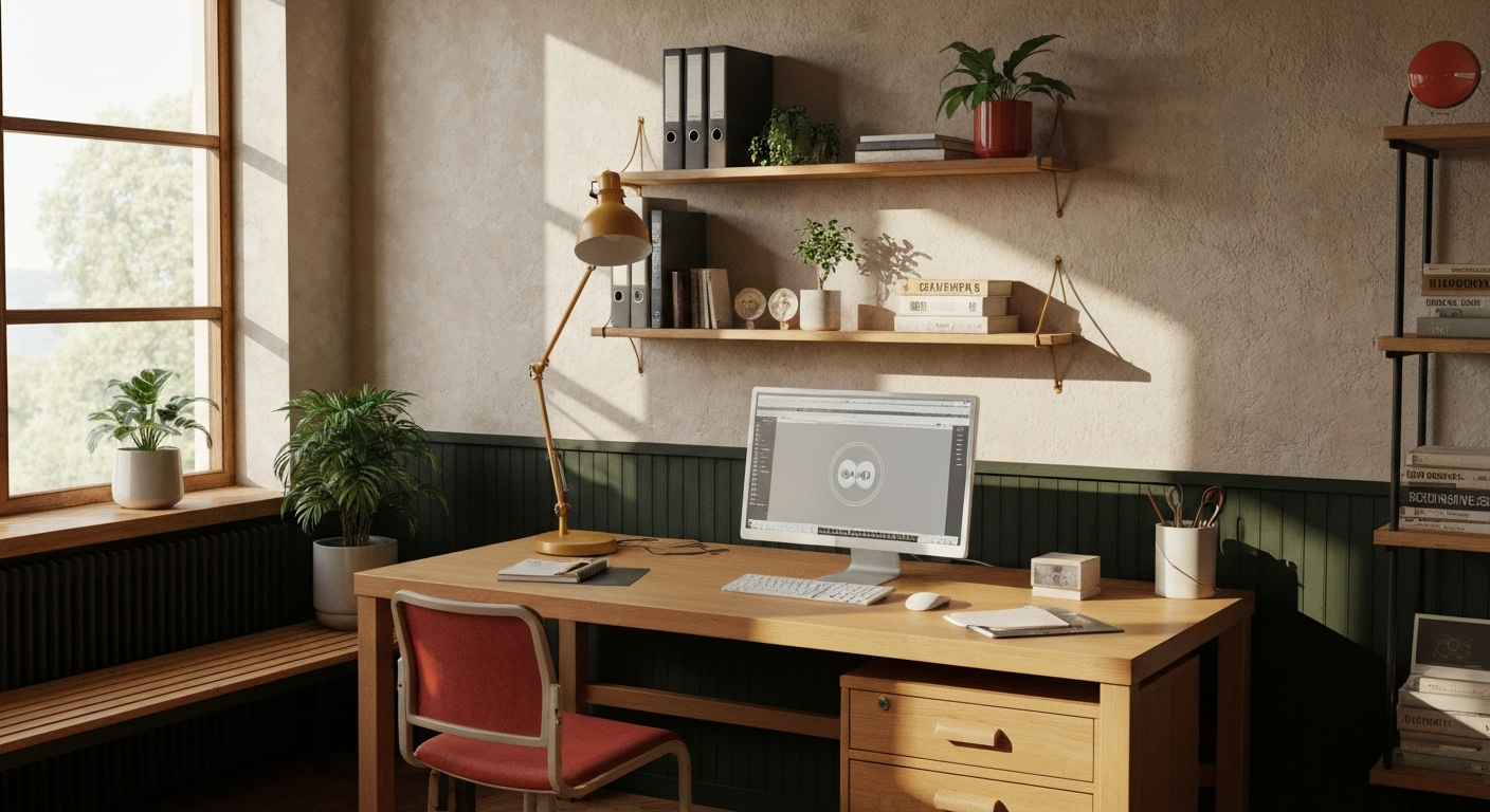 Retro Revival 2026 Werkkamer - detail van materialen en textuur