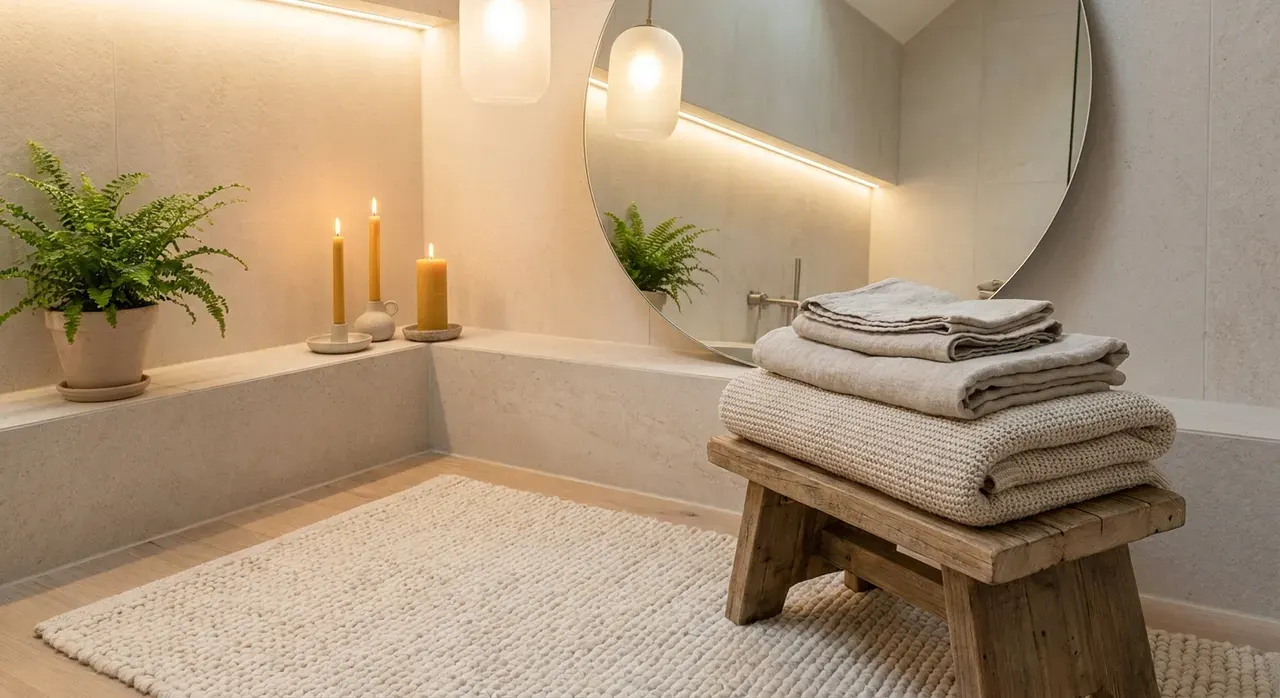 Scandinavisch Badkamer - sfeervol hoekje