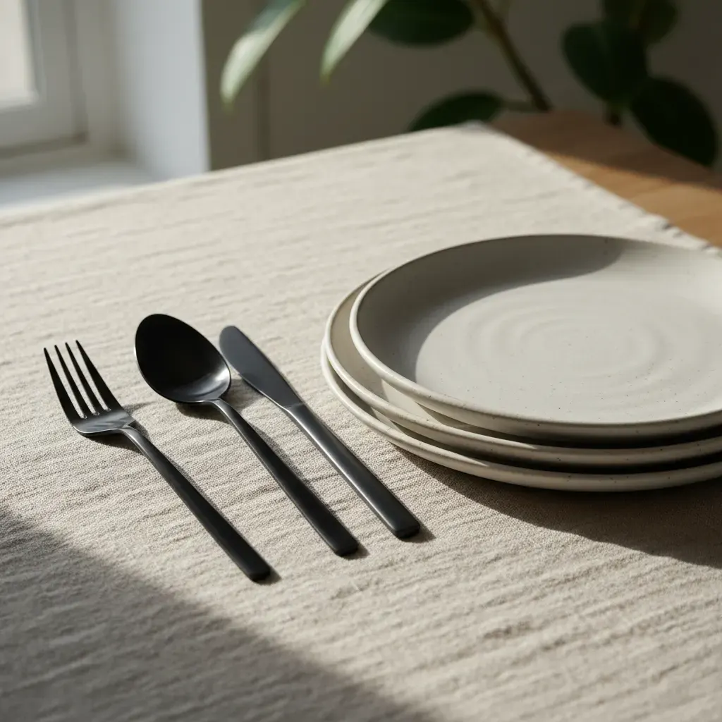 Scandinavisch Eetkamer - detail van materialen en textuur