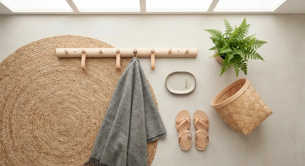 Scandinavisch Hal - flatlay van decoratieve objecten