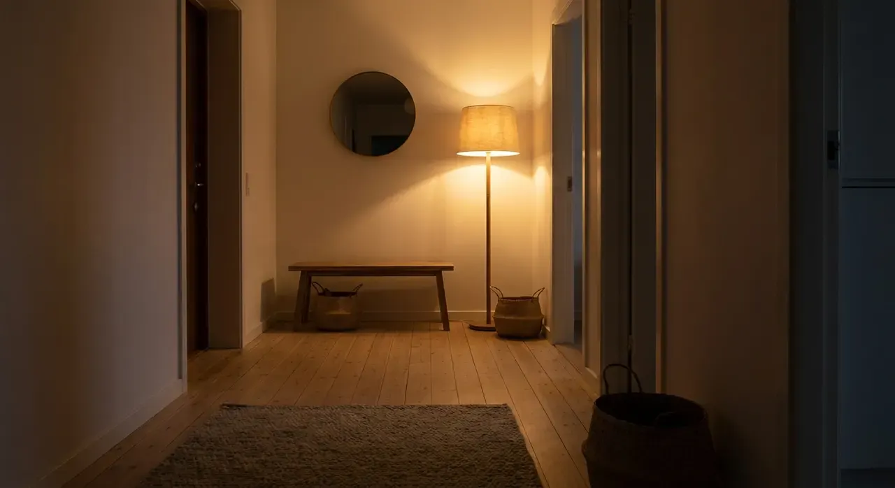 Scandinavisch Hal - avondsfeer met verlichting