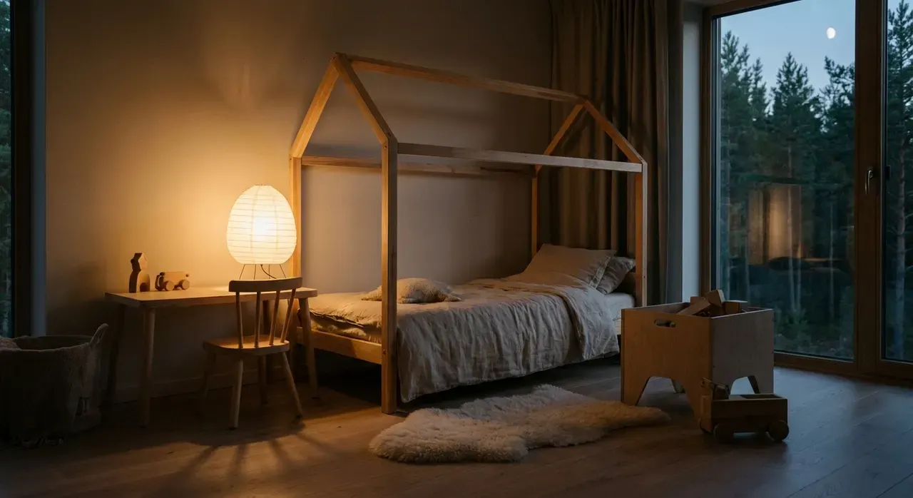 Scandinavisch Kinderkamer - avondsfeer met verlichting