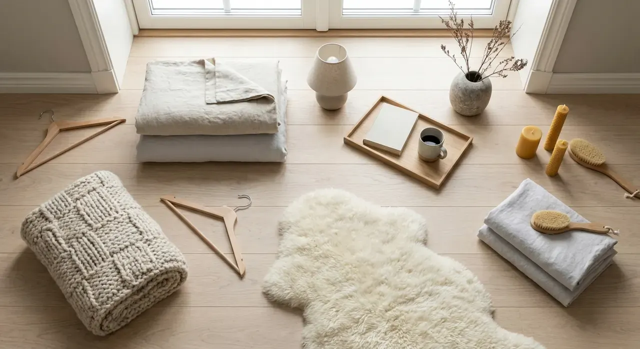 Scandinavisch Slaapkamer - flatlay van decoratieve objecten