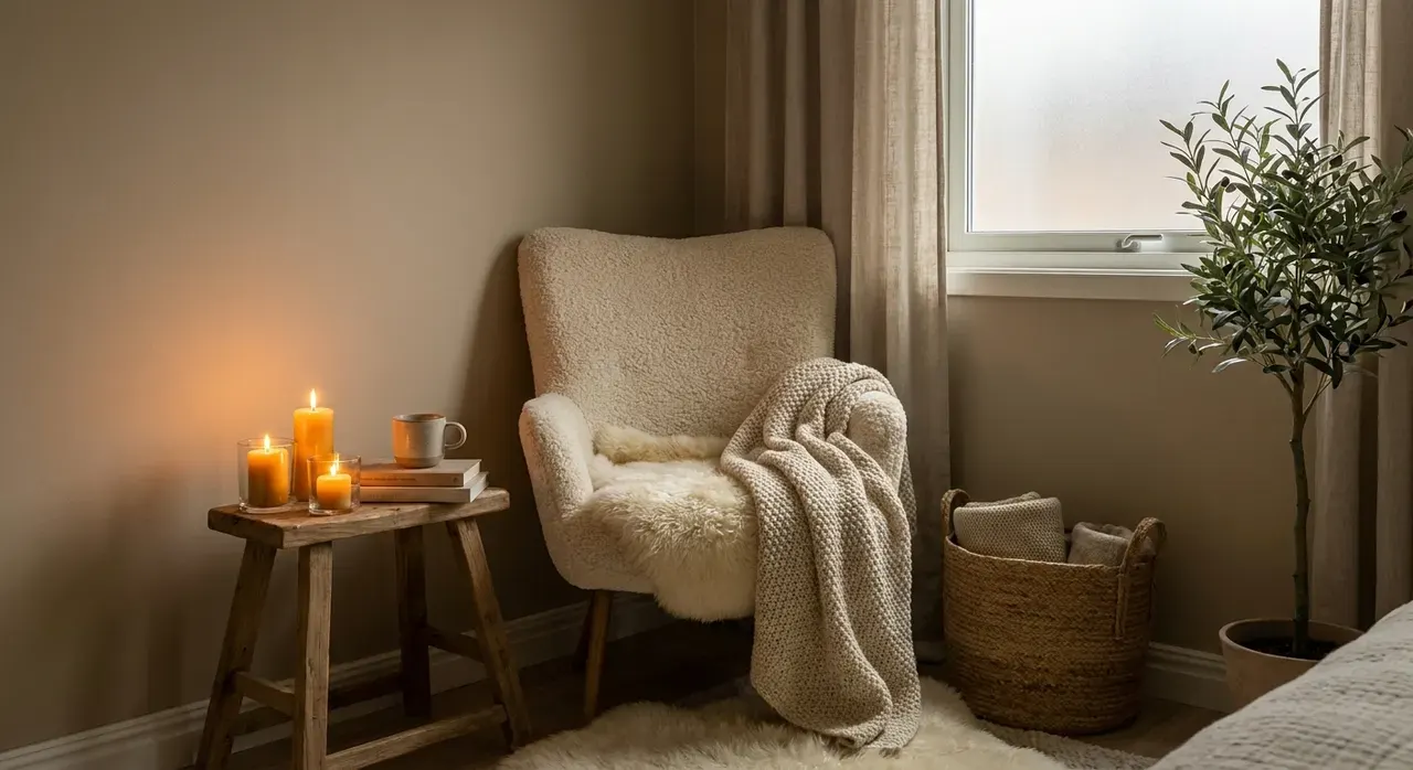 Scandinavisch Slaapkamer - sfeervol hoekje