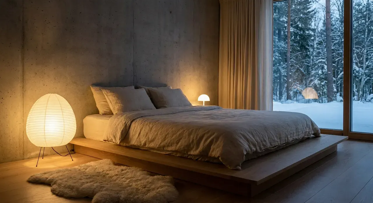 Scandinavisch Slaapkamer - avondsfeer met verlichting