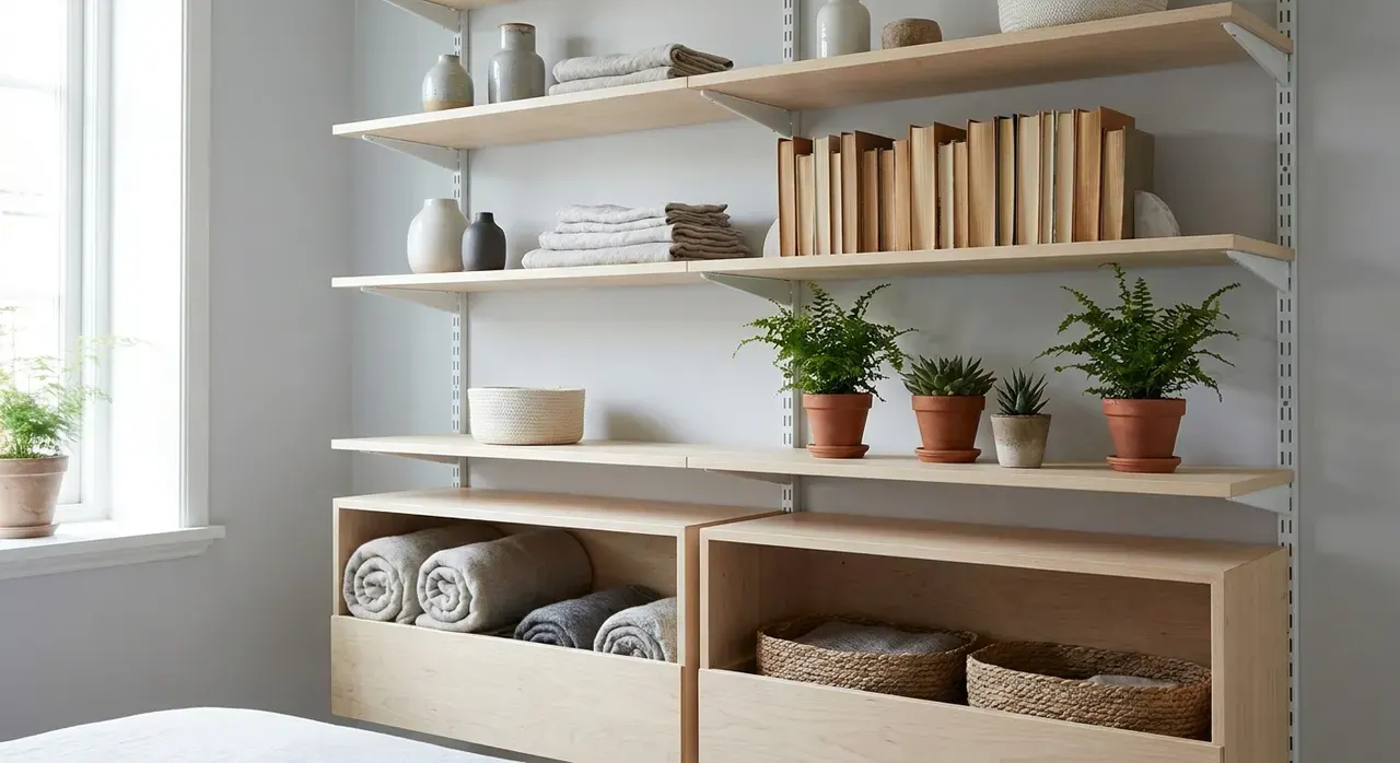 Scandinavisch Slaapkamer - rekken en opbergen