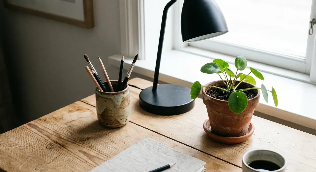 Scandinavisch Werkkamer - detail van materialen en textuur