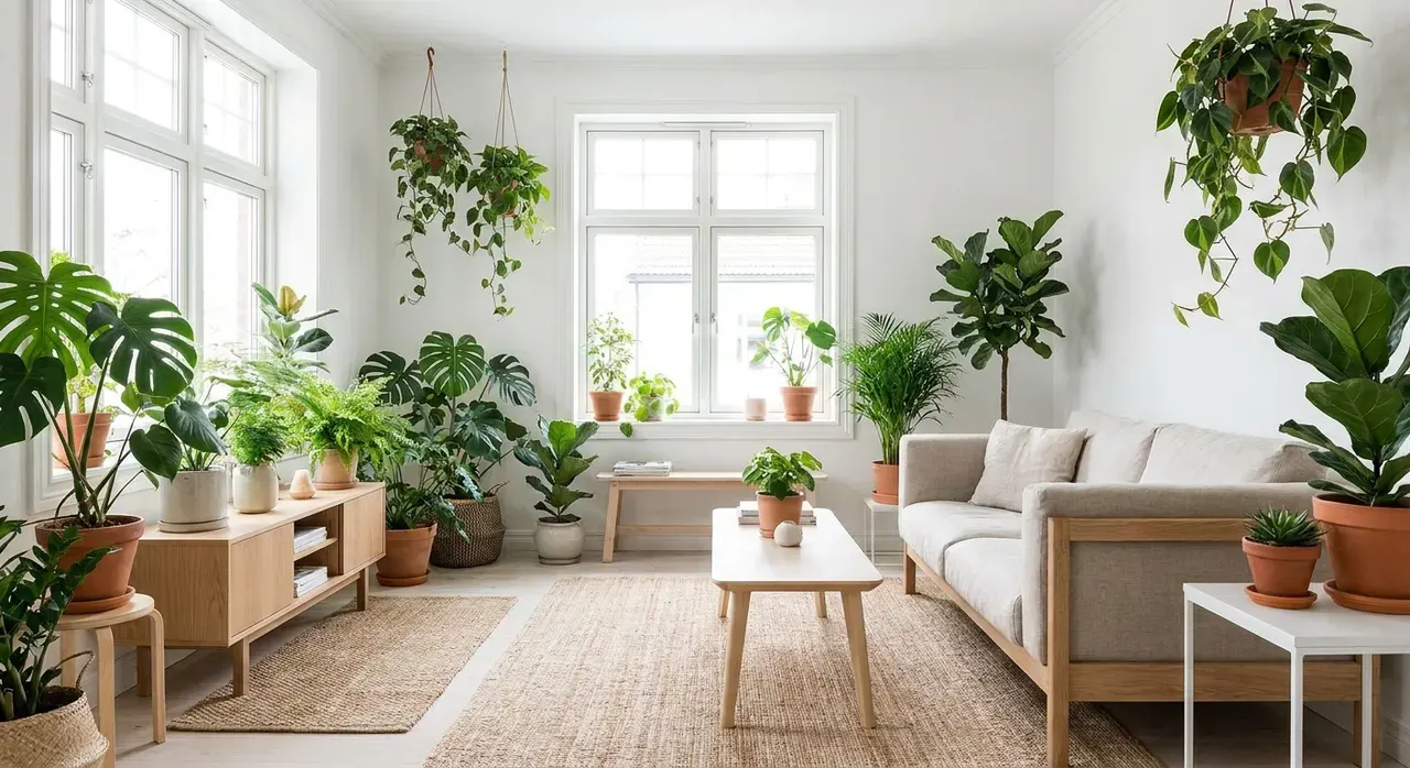 Scandinavisch Woonkamer - planten en groen accent