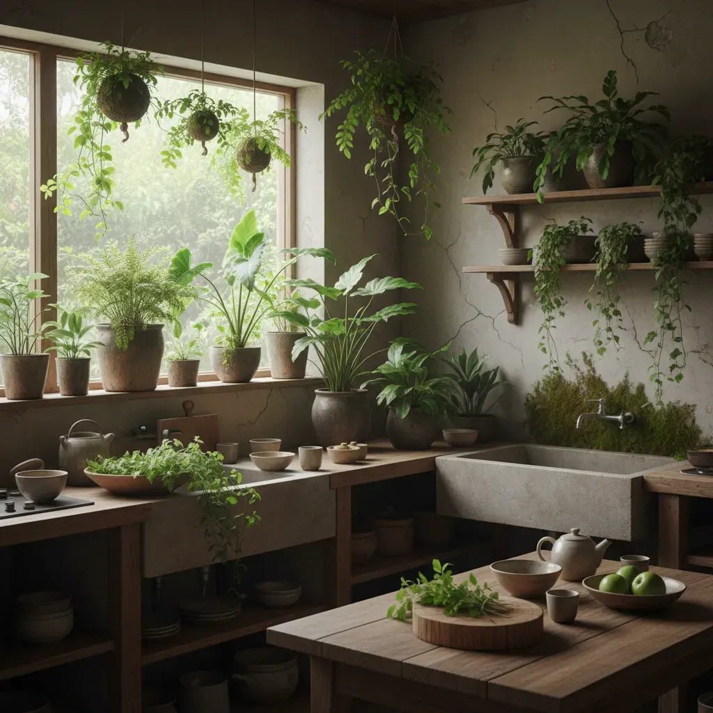 Wabi-Sabi Keuken - planten en groen accent