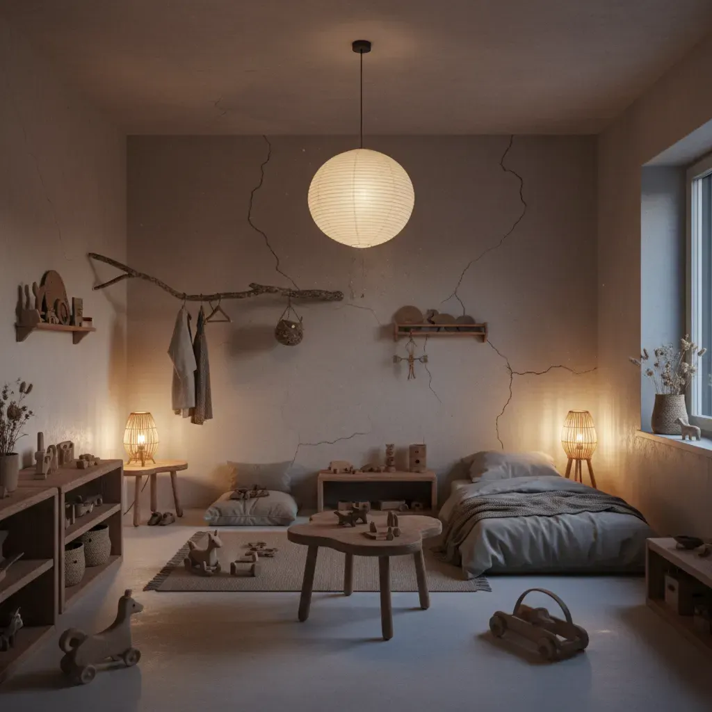 Wabi-Sabi Kinderkamer - avondsfeer met verlichting