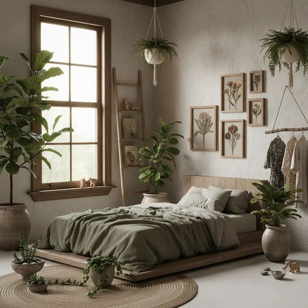 Wabi-Sabi Kinderkamer - planten en groen accent