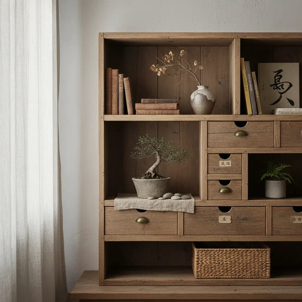 Wabi-Sabi Slaapkamer - rekken en opbergen