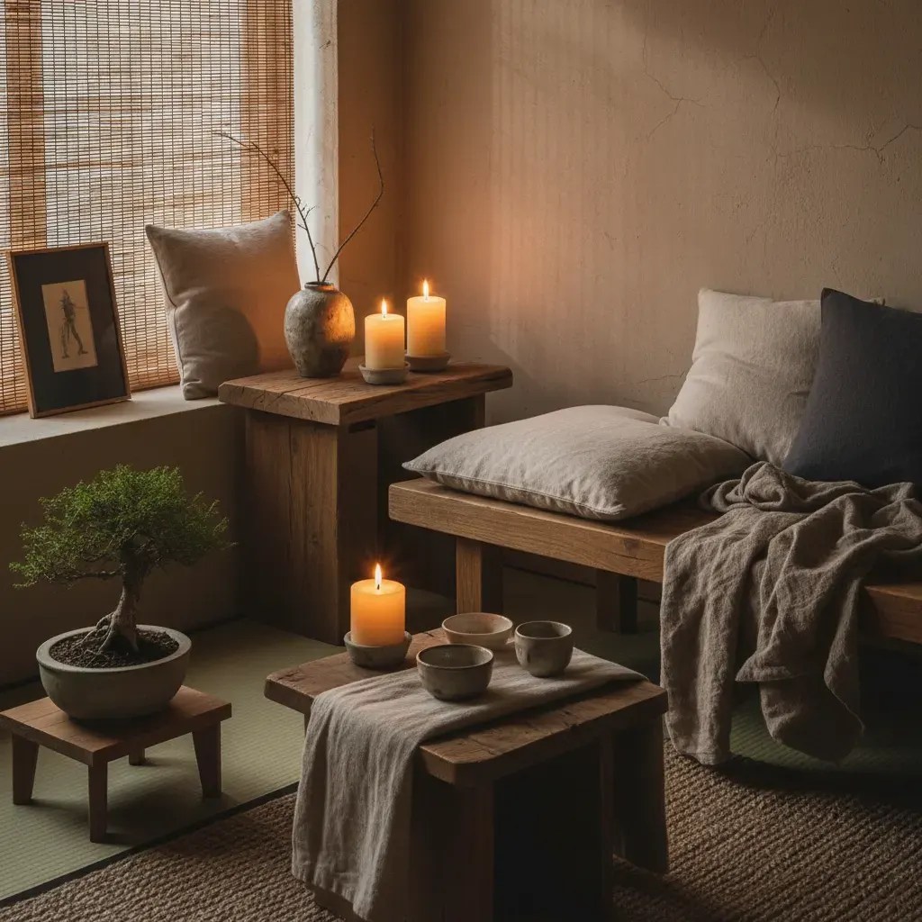 Wabi-Sabi Woonkamer - sfeervol hoekje
